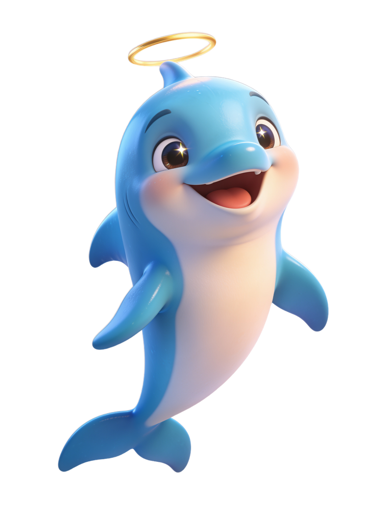 Holy Dolphin mascot holding up the Word of God